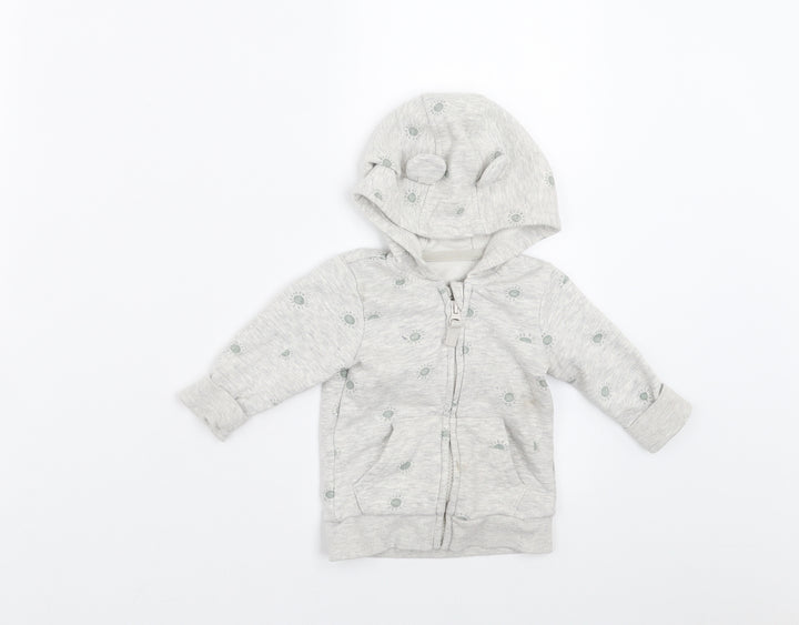 George Baby Grey   Full Zip Jumper Size 3-6 Months  - sun print