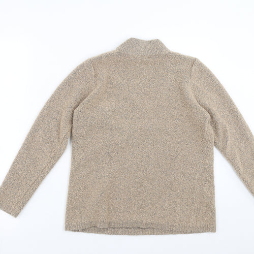 BM Womens Beige  Knit Pullover Jumper Size M  - Floral embroidery
