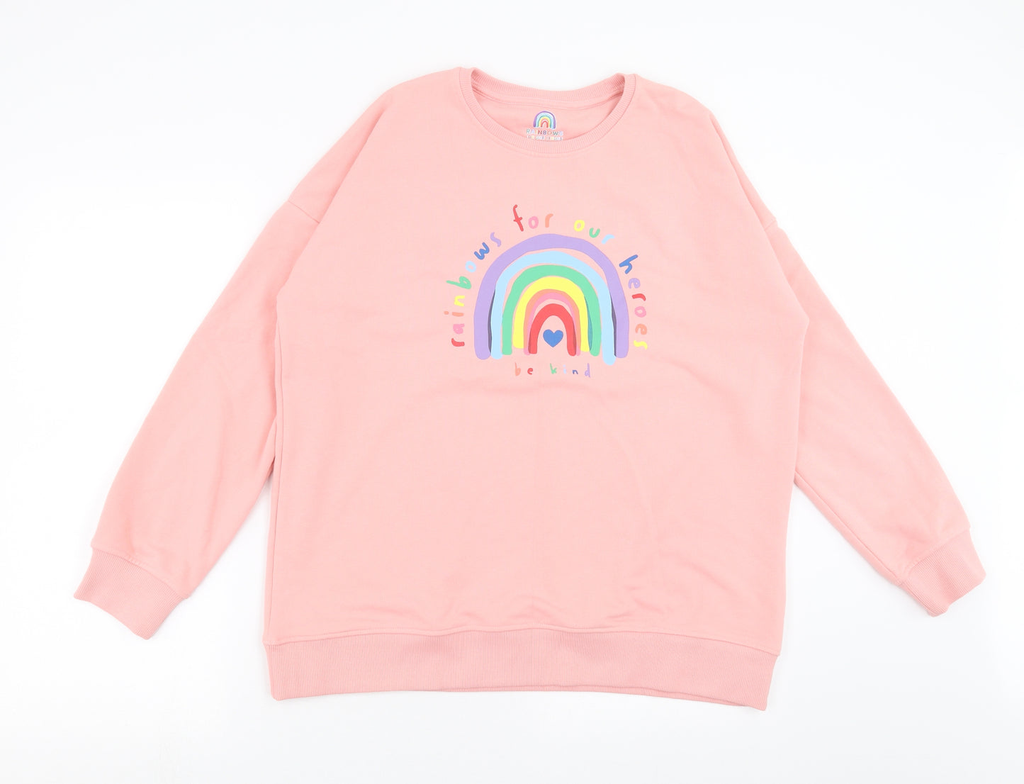 F&F Womens Pink   Pullover Sweatshirt Size 14  - rainbows