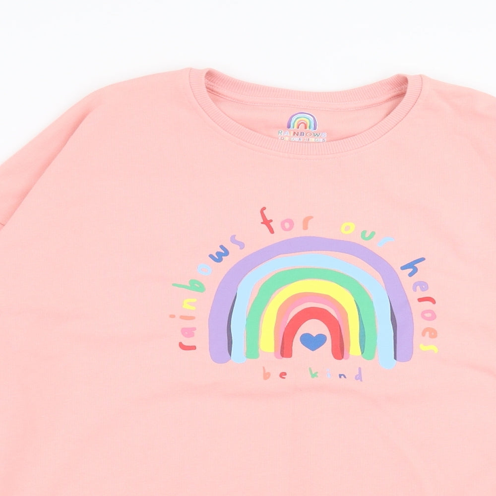 F&F Womens Pink   Pullover Sweatshirt Size 14  - rainbows
