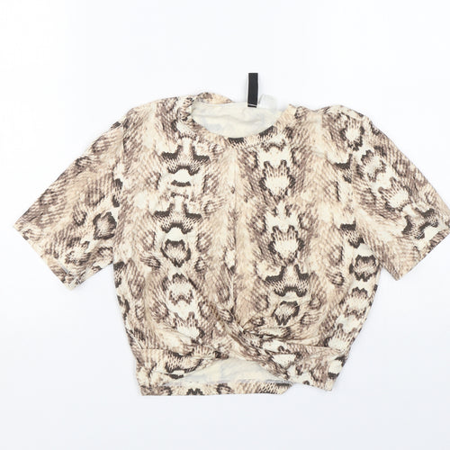 H&M Womens Brown Animal Print  Cropped T-Shirt Size S