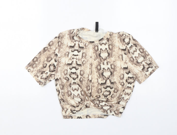 H&M Womens Brown Animal Print  Cropped T-Shirt Size S