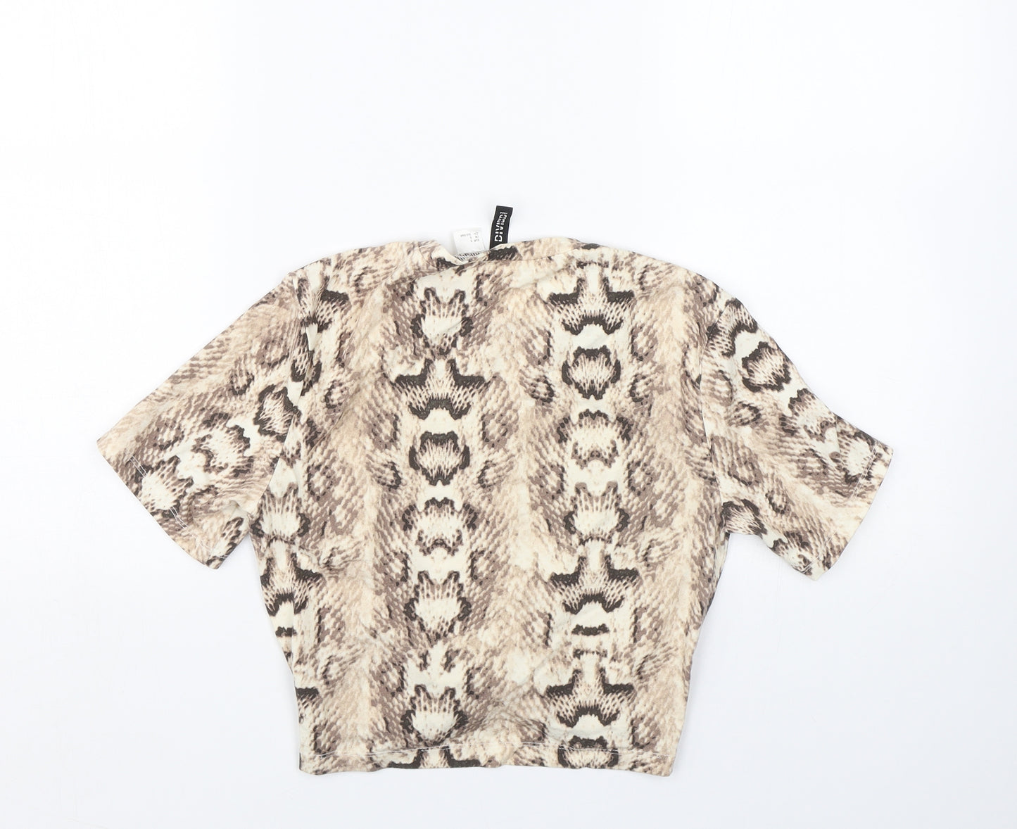 H&M Womens Brown Animal Print  Cropped T-Shirt Size S