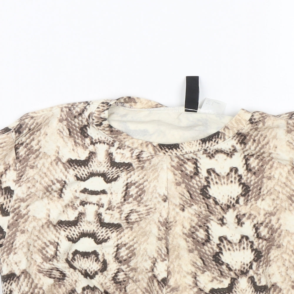 H&M Womens Brown Animal Print  Cropped T-Shirt Size S