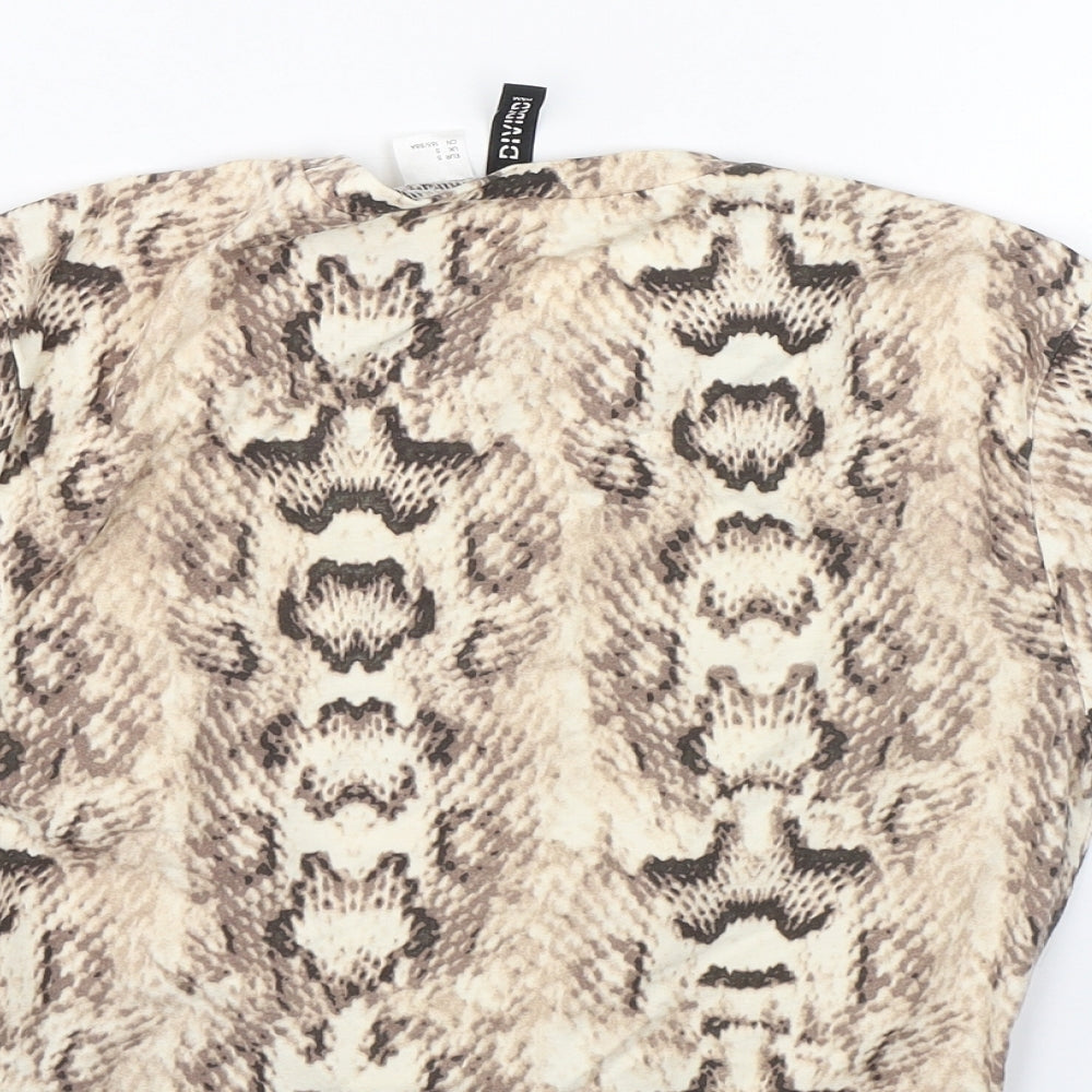 H&M Womens Brown Animal Print  Cropped T-Shirt Size S