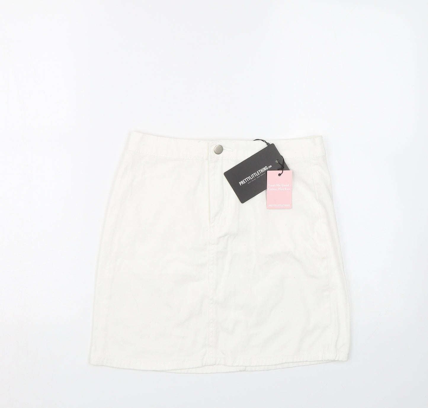PRETTYLITTLETHING Womens White   Mini Skirt Size 10