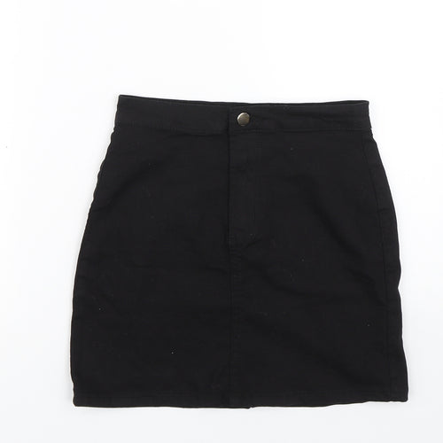 PRETTYLITTLETHING Womens Black  Denim Mini Skirt Size 8