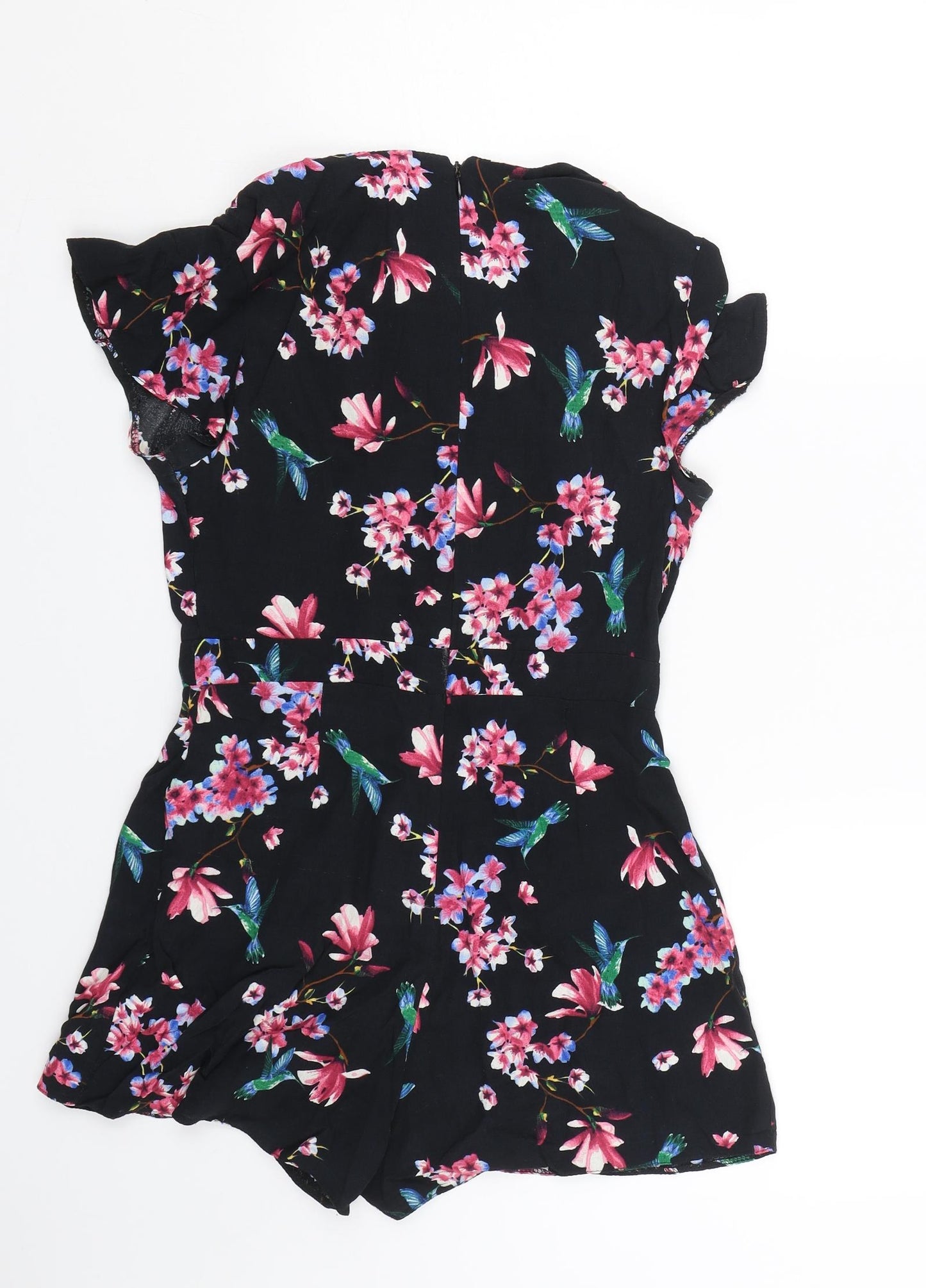 New Look Womens Black Floral  Jumpsuit One-Piece Size 8