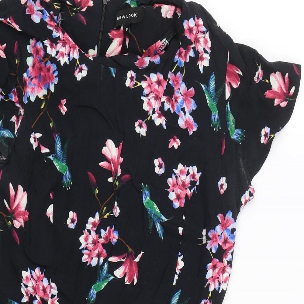 New Look Womens Black Floral  Jumpsuit One-Piece Size 8