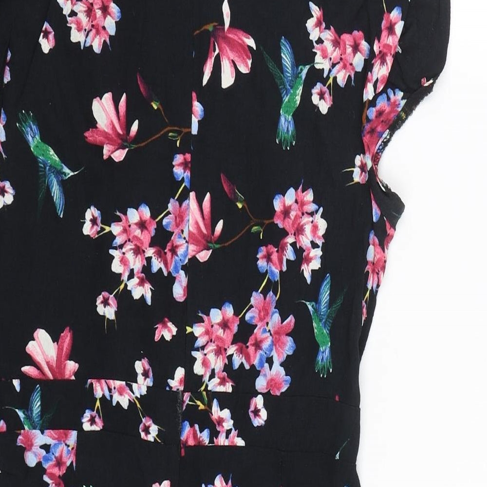New Look Womens Black Floral  Jumpsuit One-Piece Size 8