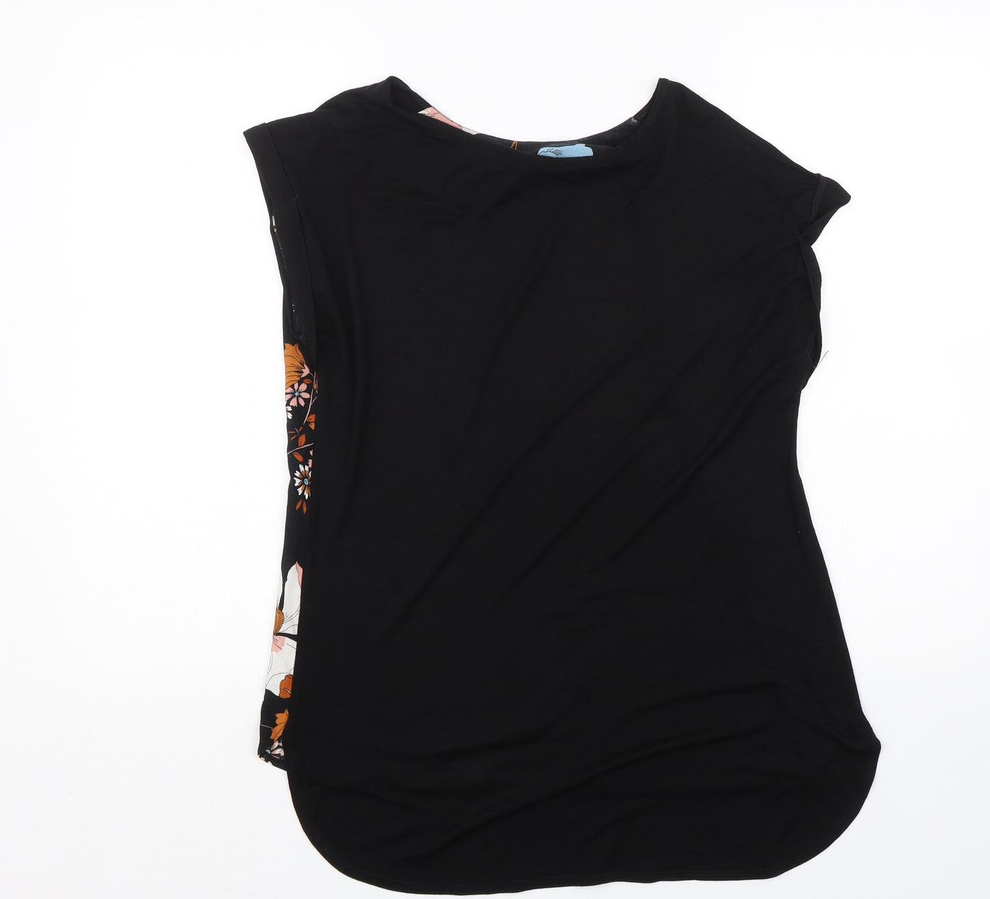 F&F Womens Black Floral  Basic T-Shirt Size 10