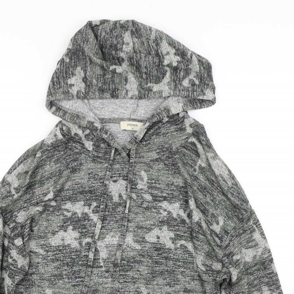 Papaya Womens Green Camouflage  Pullover Hoodie Size 12