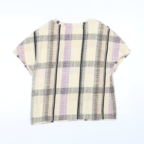 M&S Womens Beige Geometric  Basic T-Shirt Size 12