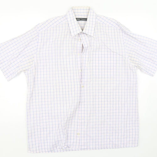 M&S Mens Pink Check   Button-Up Size 16.5