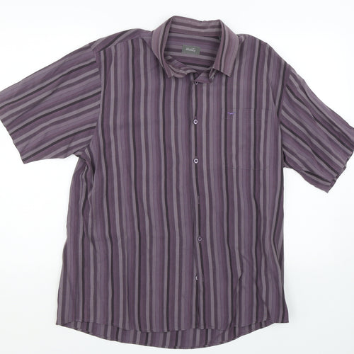 Wolsey Mens Purple Striped   Button-Up Size L