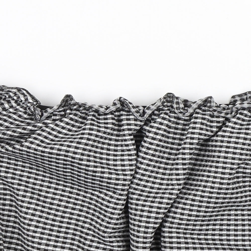 Boohoo Womens Black Check  Cropped T-Shirt Size 18