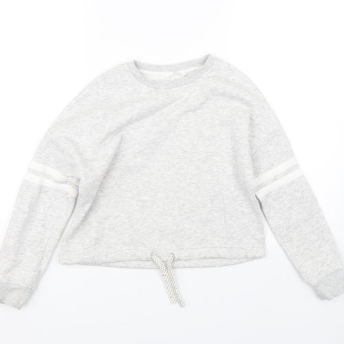 M&S Girls Grey Striped  Pullover Sweatshirt Size 10-11 Years