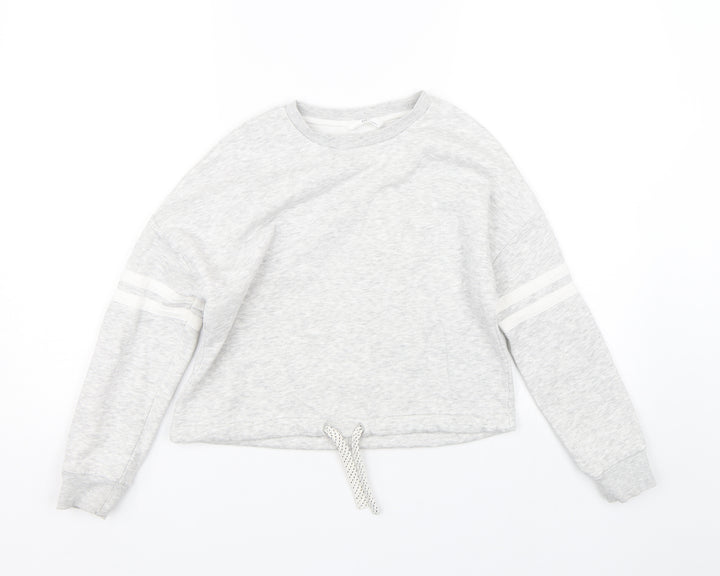 M&S Girls Grey Striped  Pullover Sweatshirt Size 10-11 Years