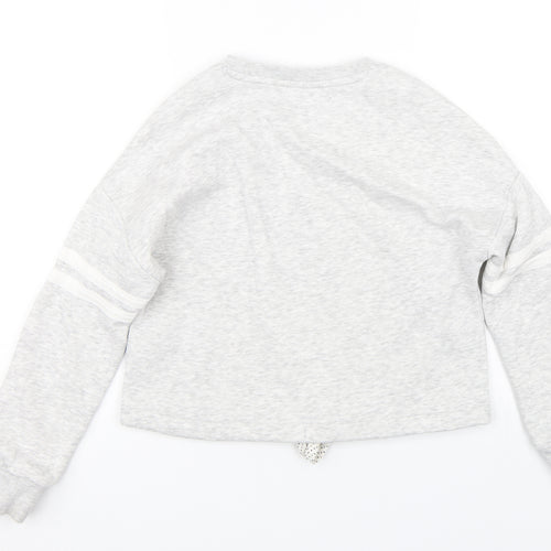 M&S Girls Grey Striped  Pullover Sweatshirt Size 10-11 Years