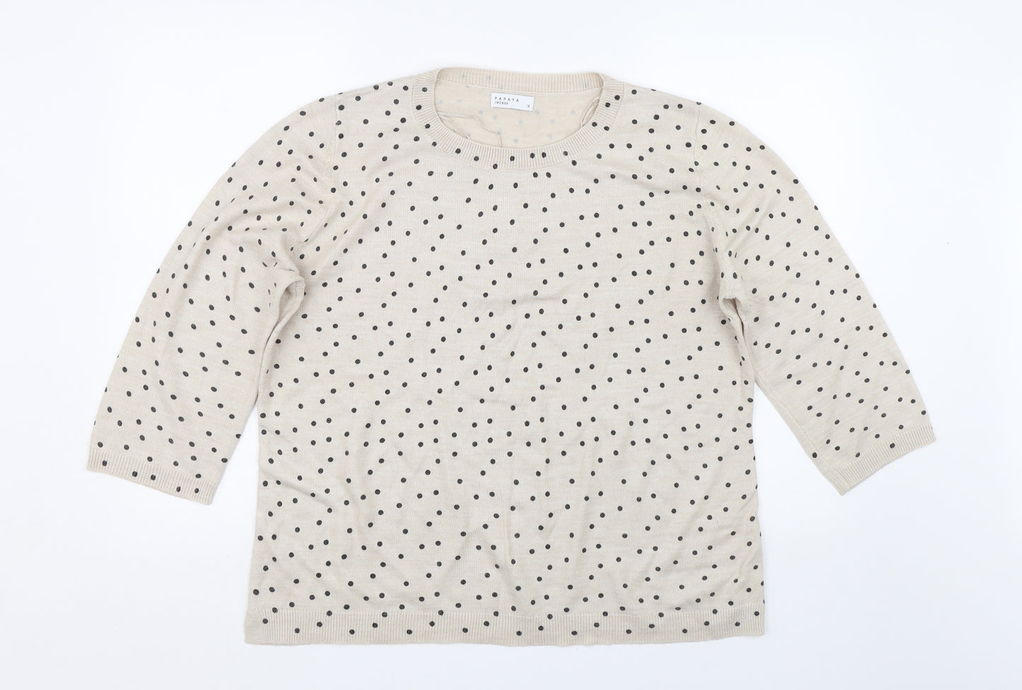 Papaya Womens Beige Polka Dot  Pullover Jumper Size 18