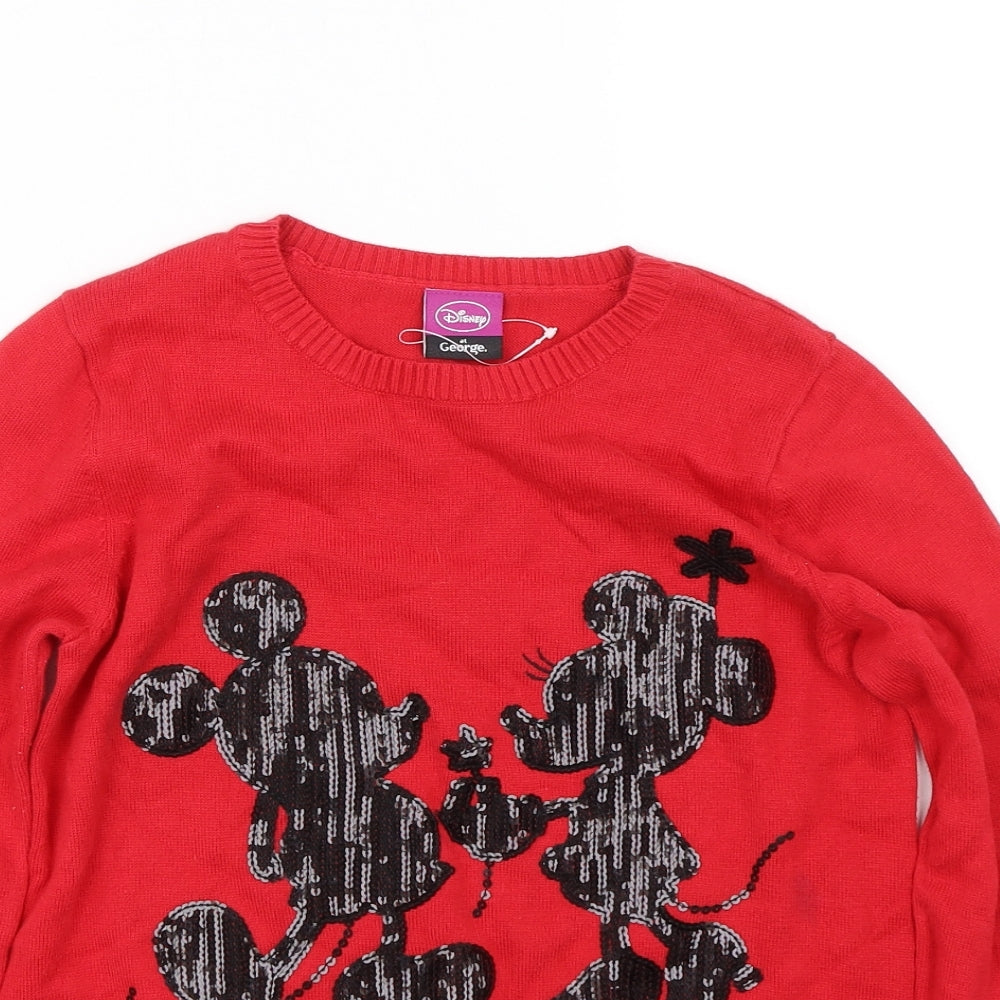 George Girls Red   Pullover Jumper Size 10-11 Years  - Disney