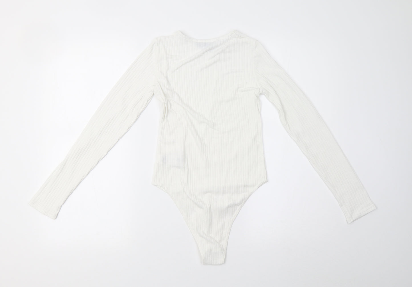 New Look Womens White  Knit Bodysuit One-Piece Size 10