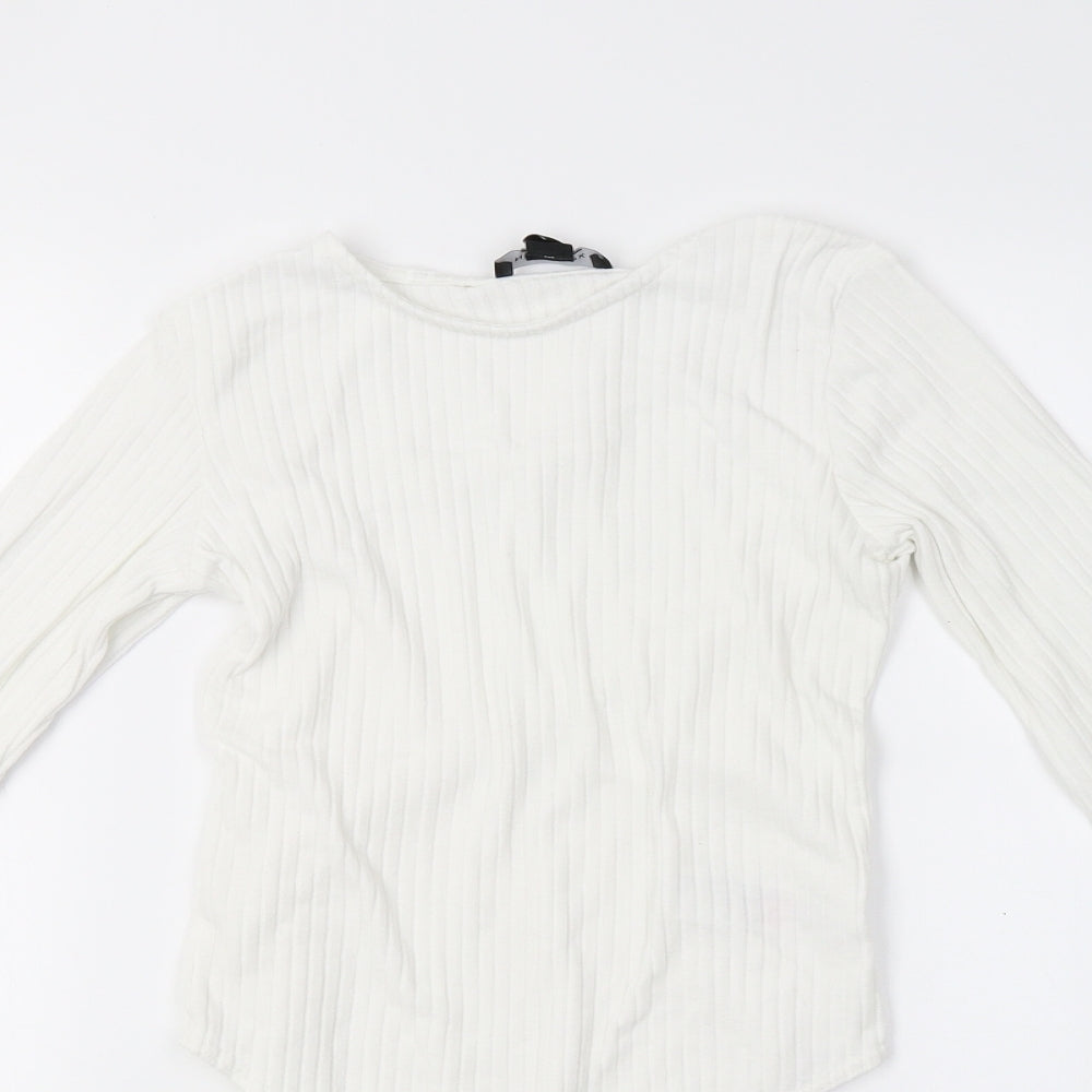 New Look Womens White  Knit Bodysuit One-Piece Size 10