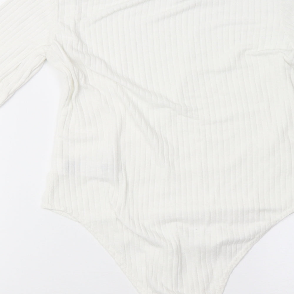 New Look Womens White  Knit Bodysuit One-Piece Size 10