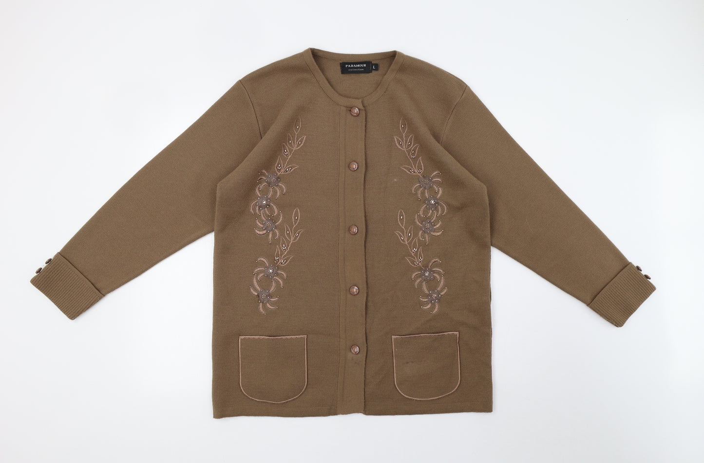 paramour Womens Brown  Knit Cardigan Jumper Size L  - 42 chest
