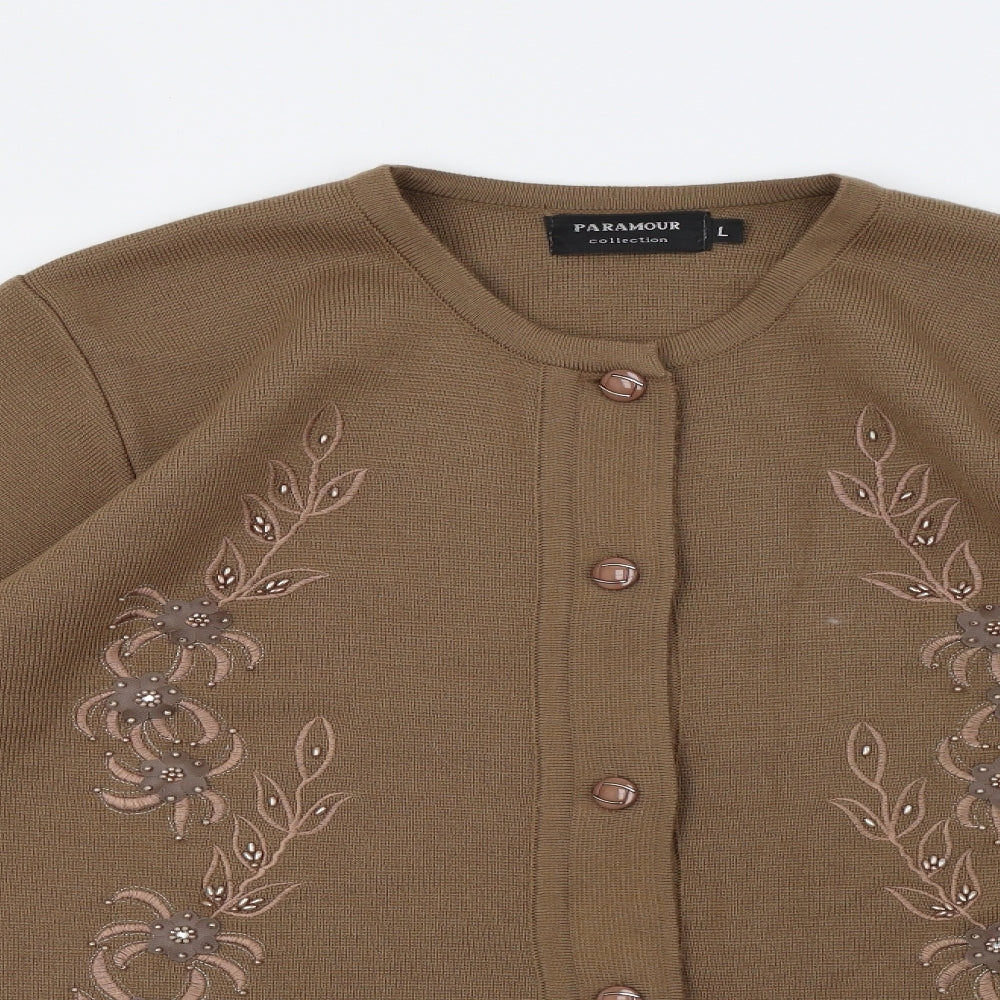 paramour Womens Brown  Knit Cardigan Jumper Size L  - 42 chest