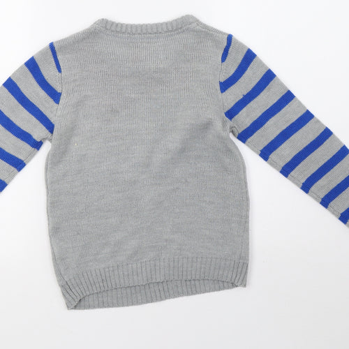 Preworn Boys Grey  Knit Pullover Sweatshirt Size 9-10 Years