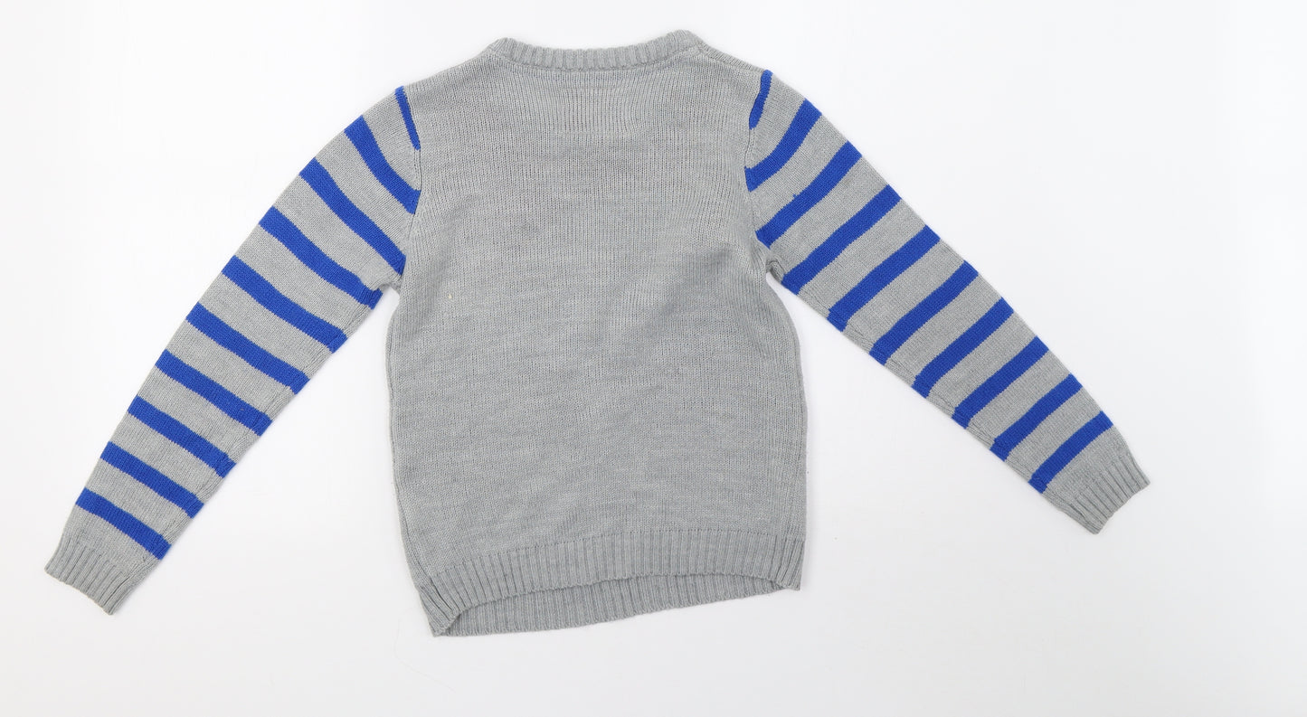 Preworn Boys Grey  Knit Pullover Sweatshirt Size 9-10 Years