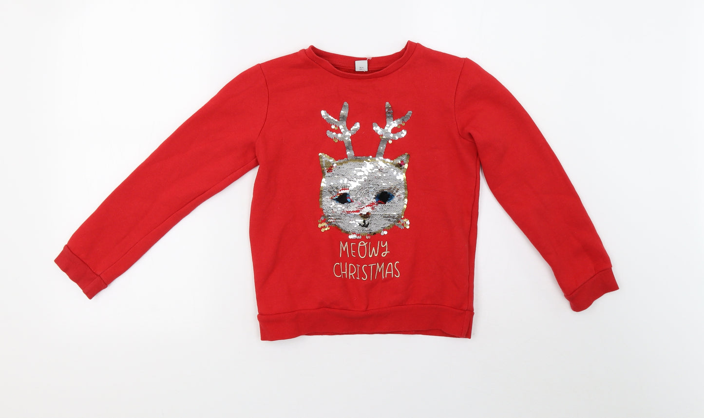 saisnburys Girls Red   Pullover Sweatshirt Size 9 Years  - christmas