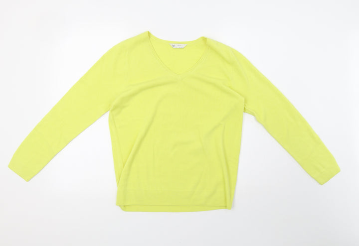 BHS Womens Yellow Knit Pullover Sweatshirt Size 14