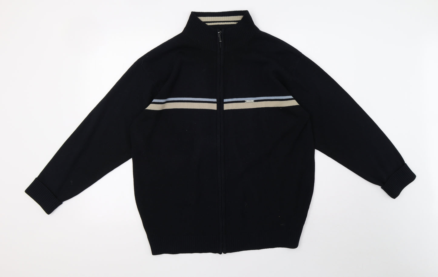 rapid Mens Black Striped Knit Full Zip Sweatshirt Size S