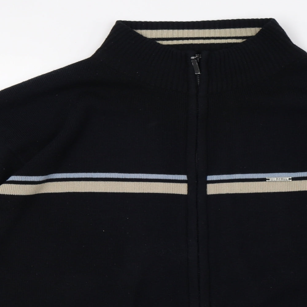 rapid Mens Black Striped Knit Full Zip Sweatshirt Size S