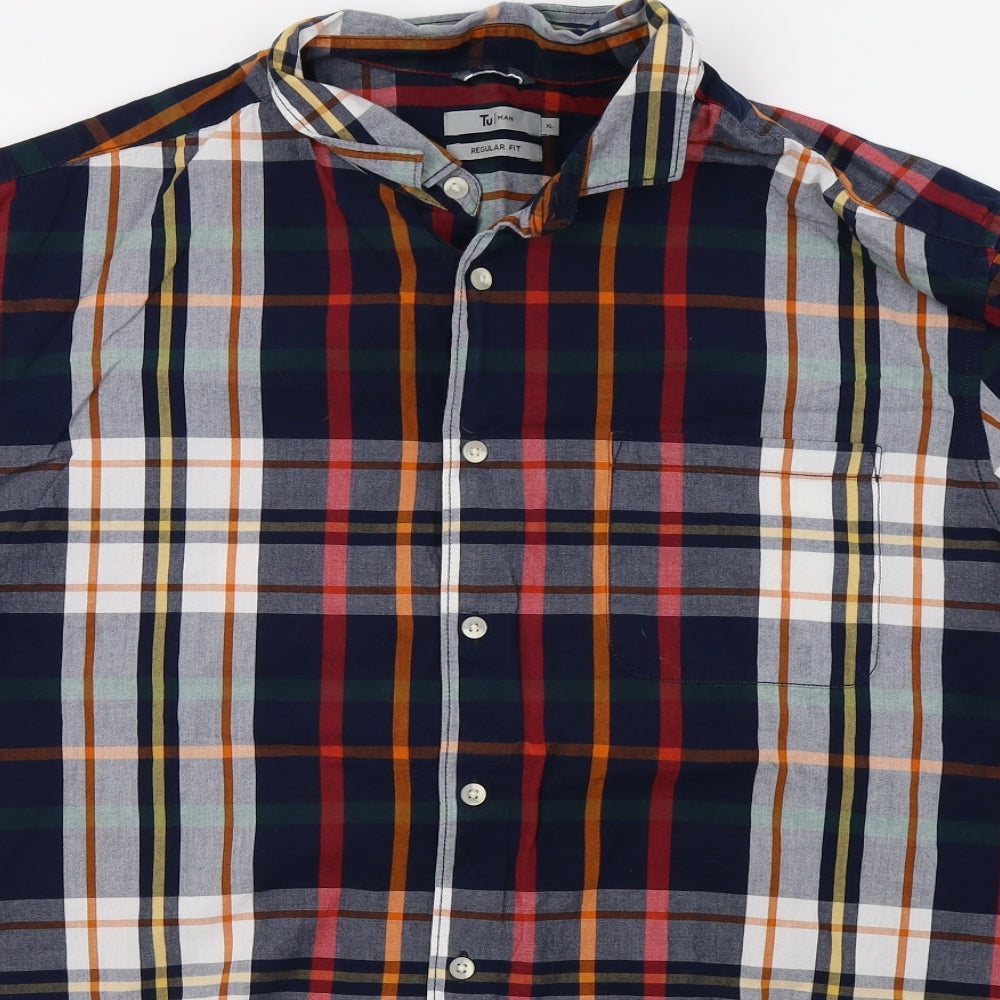saisnburys Mens Blue Check   Button-Up Size XL  - 44inch