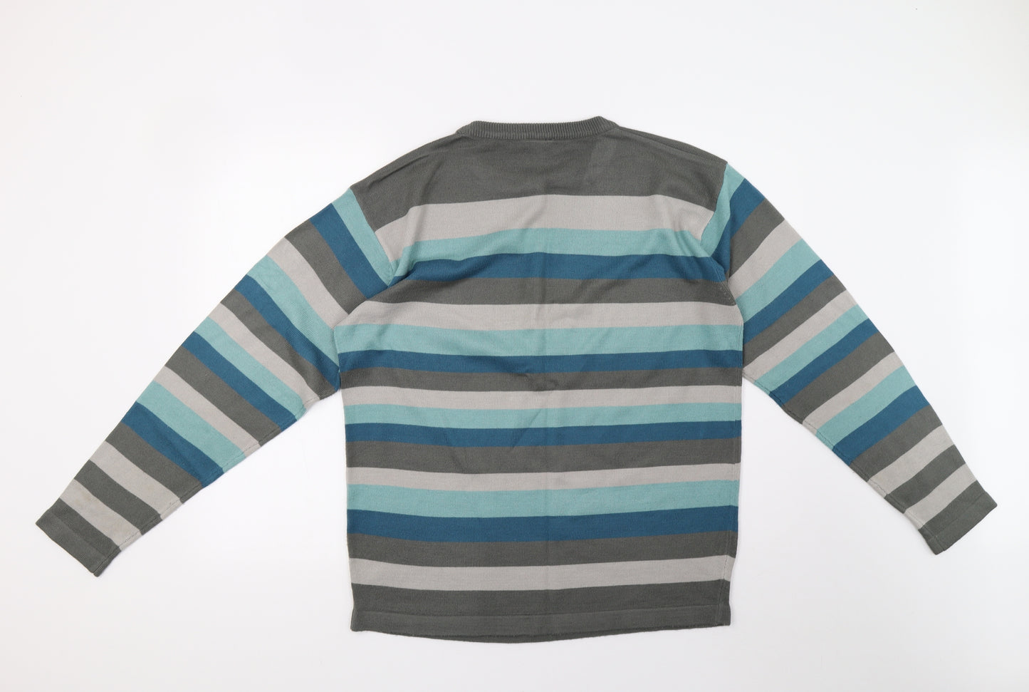 ethelaustin Mens Grey Striped Knit Pullover Sweatshirt Size M  - 44inch