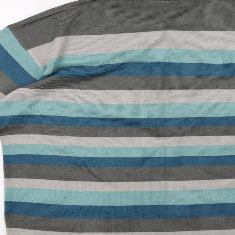 ethelaustin Mens Grey Striped Knit Pullover Sweatshirt Size M  - 44inch