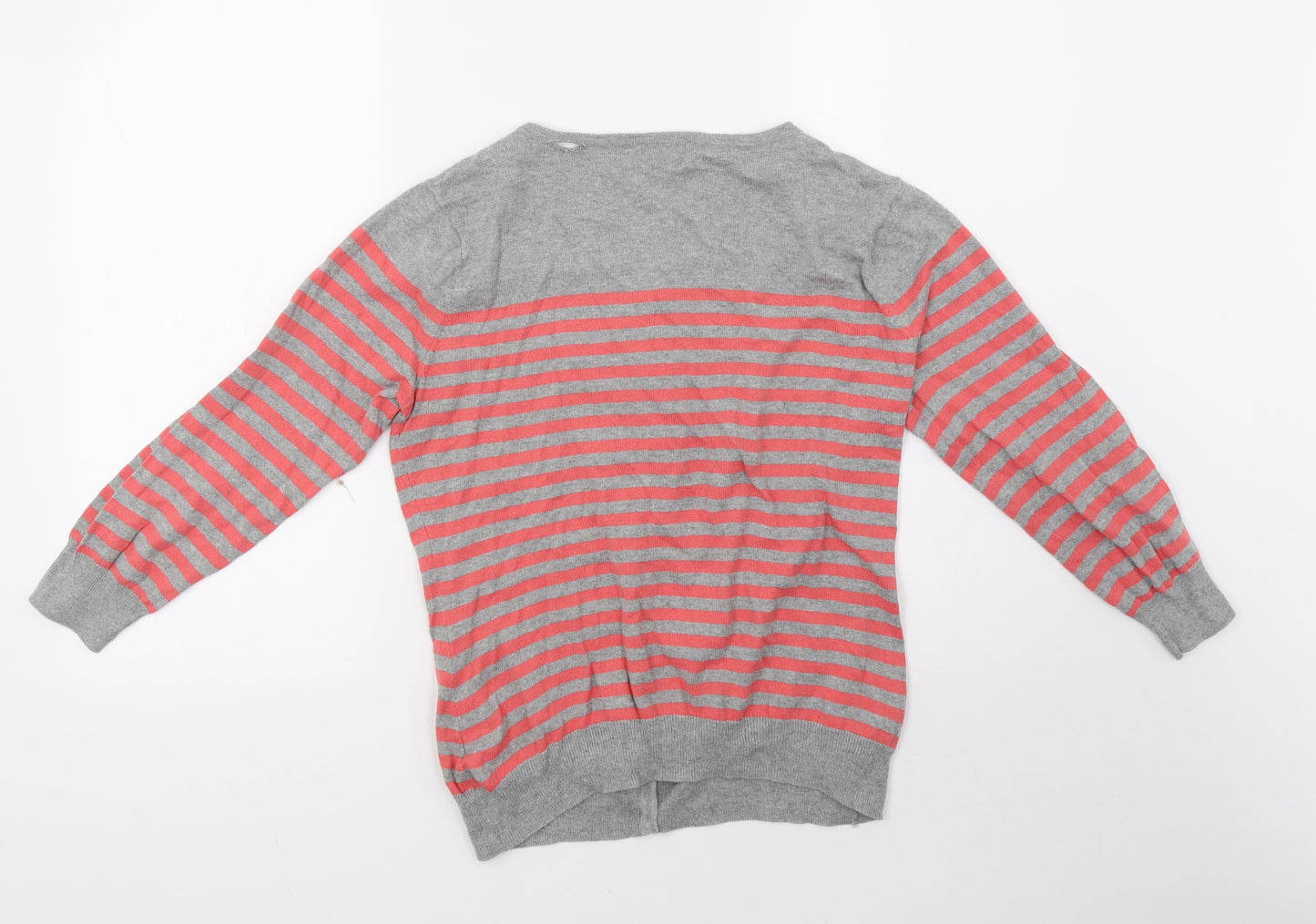 F&F Womens Grey Striped  Cardigan Jumper Size 14