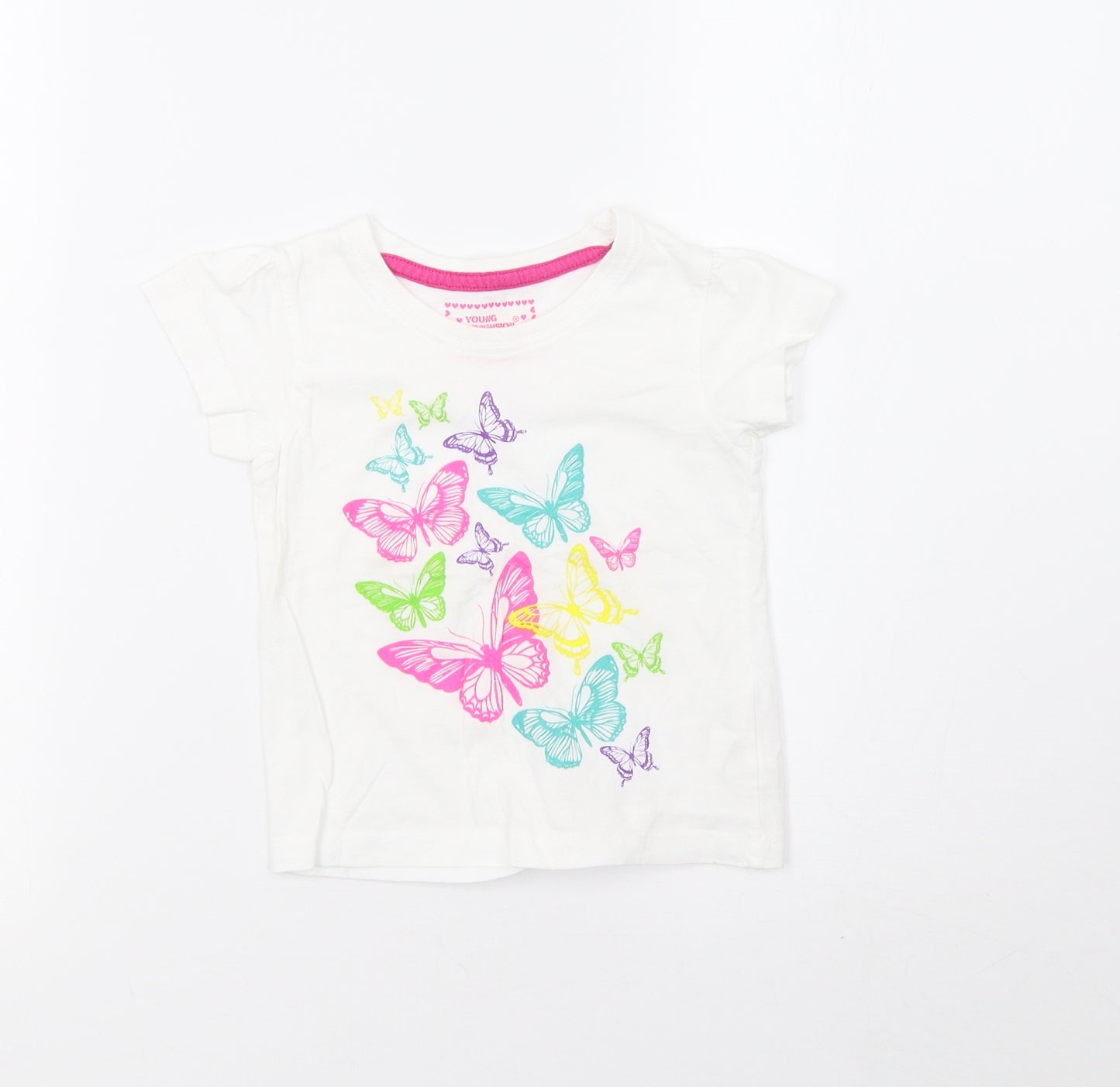 Young Dimension Girls White   Basic T-Shirt Size 3-4 Years