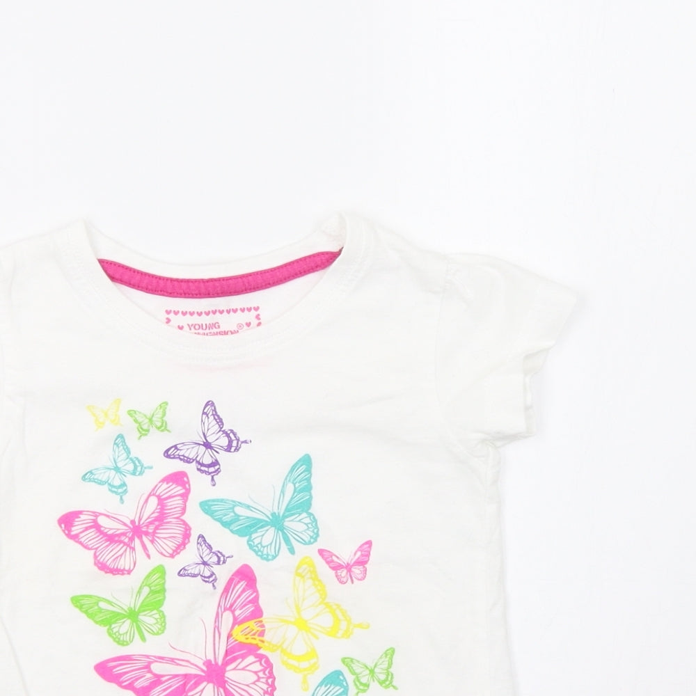 Young Dimension Girls White   Basic T-Shirt Size 3-4 Years