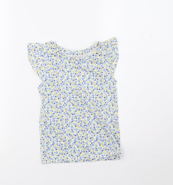 Mothercare Girls White Polka Dot Basic T-Shirt Size 5 Years