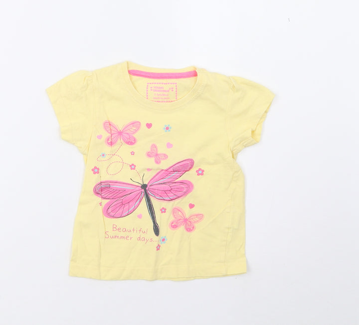 Young Dimension Girls Yellow   Basic T-Shirt Size 2-3 Years