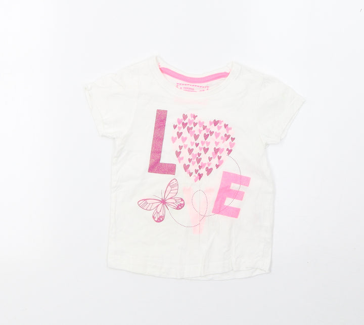 Young Dimension Girls White Basic T-Shirt Size 2 Years