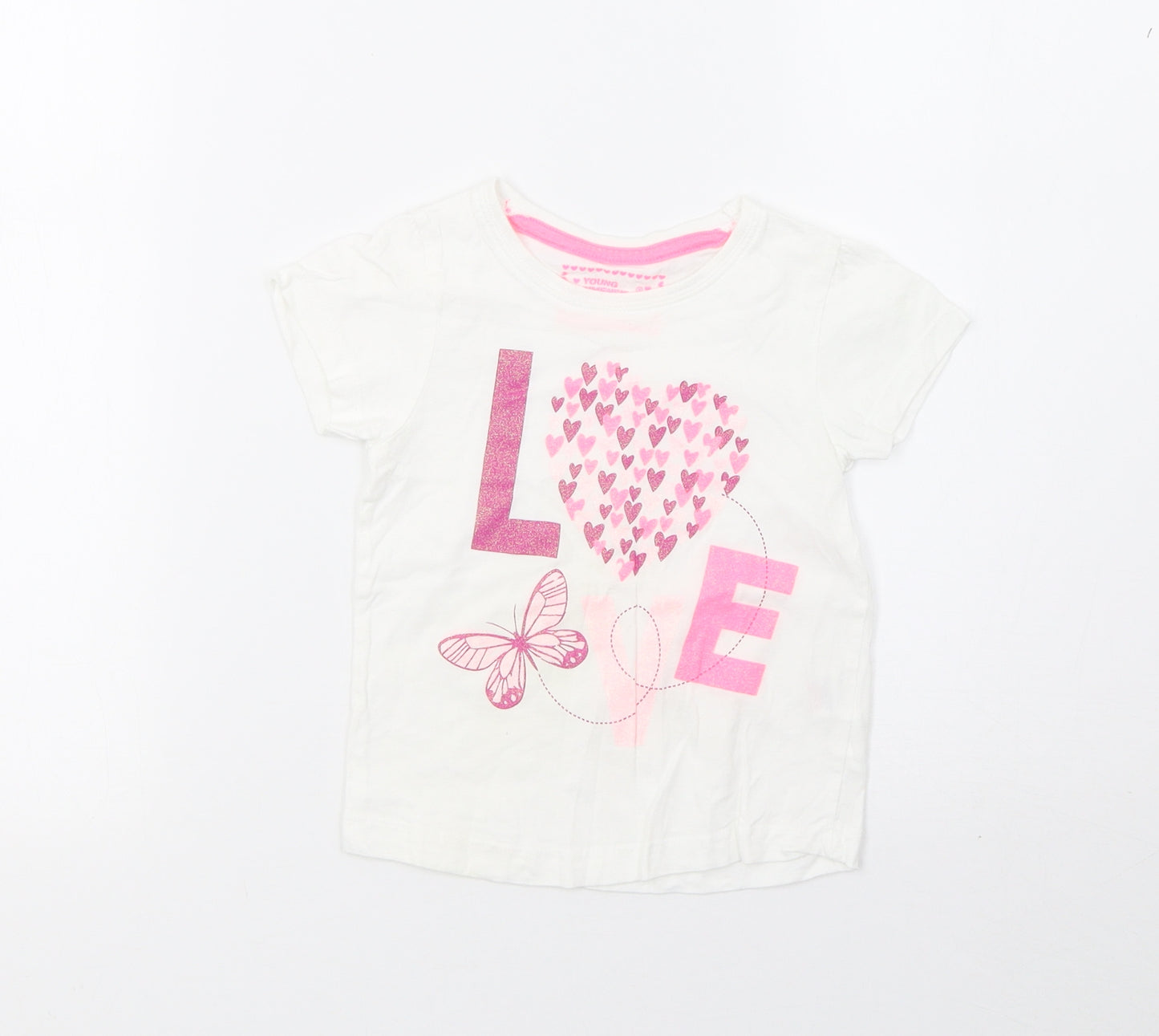 Young Dimension Girls White   Basic T-Shirt Size 2 Years