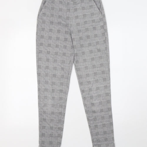 Primark Womens White Check  Trousers  Size 6 L29 in - v