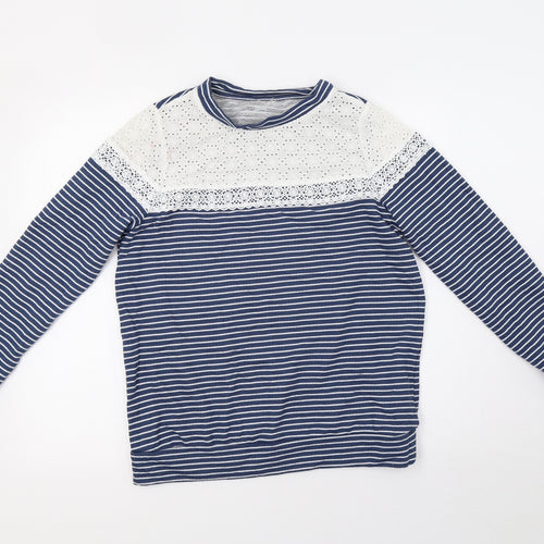 Matalan Womens White Striped  Pullover Sweatshirt Size 10