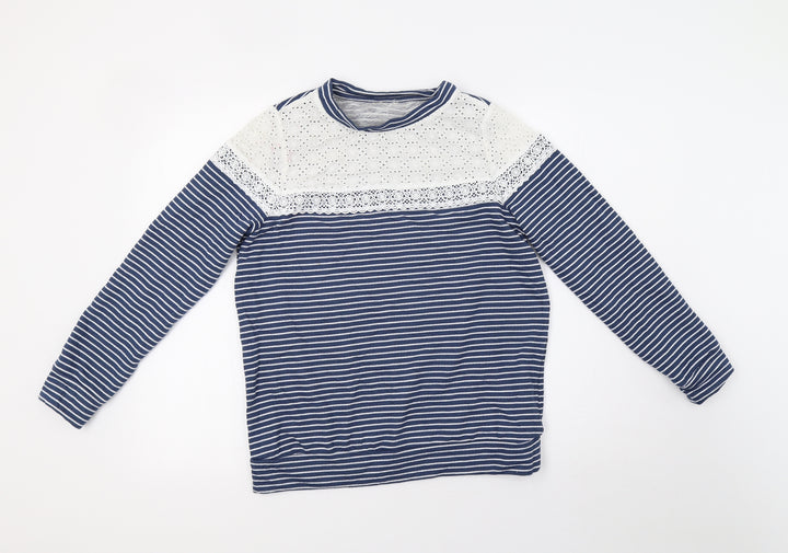 Matalan Womens White Striped Pullover Sweatshirt Size 10