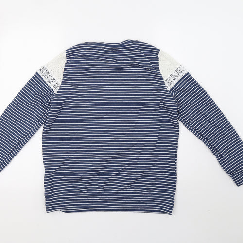 Matalan Womens White Striped  Pullover Sweatshirt Size 10